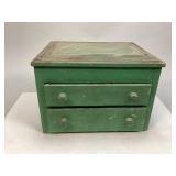 Vintage Green Wooden Box With Drawers