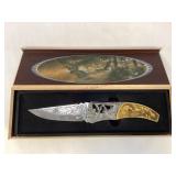 Carved Eagle Collectible Folding Knife with Box