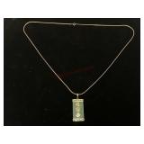 14K Gold and Jade Pendant with 10K Gold Chain