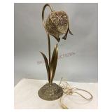 Vintage Metal Filigree Shape Tulip Table Lamp