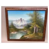 Framed Painting on Canvas Signed Ridelino