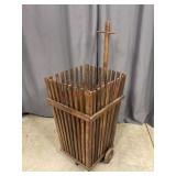 Antique Wooden Slat Rolling Cart