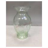 Vintage Light Green Glass Vase with Floral Etching