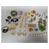Assortment of Floral Costume Jewelry