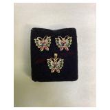 10Kt Yellow Gold Butterfly Pendant & Earrings