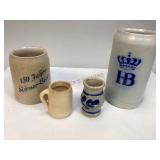 Assorted Salt-Glazed Stoneware Beer Steins & More