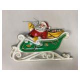 Vintage Styrofoam Plastic Santa/Sleigh Wall Decor