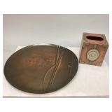 Round Copper Tray & Copper Tissue Box