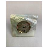 Miniature Clock in Mother of Pearl Plaque