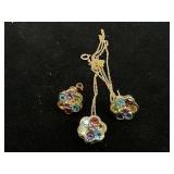 14K Gold Necklace and Earrings with Gemstones