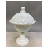 Antique Milk Glass Lidded Compote
