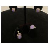 10K Yellow Gold Jewelry Set with Purple Gemstones