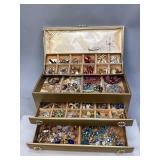 Vintage Jewelry Box Containing Costume Jewelry
