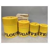 Vintage Yellow Metal Canister Set