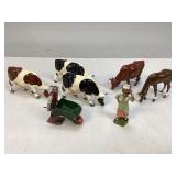 Vintage Painted Cast Metal Farm Figurines