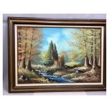 Framed Wooded Stream Autumn Foliage Print