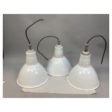 Three Porcelain Industrial Lights
