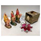 Vintage Chalkware Wisemen & Candle Trimmer