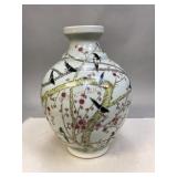 Vintage Porcelain Magpie & Branches Ball Vase