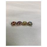 Four 14Kt Gold Gemstone Rondelle Slide Charms