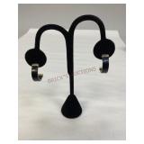 10Kt Gold Black Half-Hoop Earrings