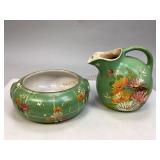 Vintage Ransburg Pottery Style Pitcher & Bowl