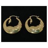14K Gold Swan Earrings