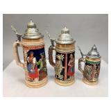 Vintage West Germany Lidded Beer Steins