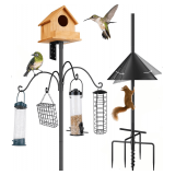 BITNIN 92-Inch Bird Feeder Pole with Baffle, 4 Hooks