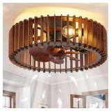 $140 20' Flush Mount Ceiling Fan with Light, Remote, 6-Speed