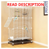 49'H Iron Bird Cage, 3-Tier Parrot Cage with Wheels