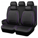 CAR PASS Leather Seat Cover, Black & Purple