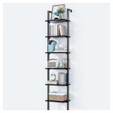 ODK 6-Tier Ladder Shelf with Metal Frame, Black 87' H