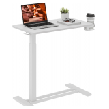 Medical Overbed Table with Hidden Casters, White