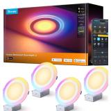 $140 Govee 6' Recessed Light RGBIC LED 1100LM, 4-Pack