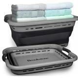 Brookstone 11 Gal Collapsible Laundry Basket Grey