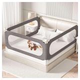 $140 3-Piece Toddler King Bed Rails, Adjustable (Gray)