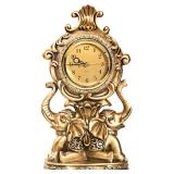 Rnuie Bronze Elephant Mantel Clock, Battery Operated