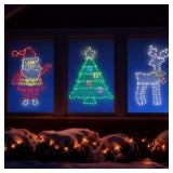 3-Pack Lighted Windows Christmas: Deer, Santa