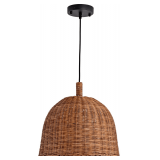 $153 3-Light Dark Curry Rattan Pendant Light, Chandelier
