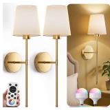 Wall Sconces Battery Operated Set of 2, 5200mAh (Gold)