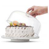 Marble Cake Stand with Acrylic Dome Lid, 360  Rotating