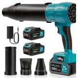 Cordless Leaf Blower with Batteries and 3 Nozzles