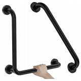 Zepolu L-Shaped Shower Grab Bar 16x16, Matte Black