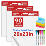 Easel Pad 20x23, Sticky Chart Paper 90 Sheets/3 Pads
