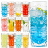Tiki Glasses Set of 12, 14 oz Modern Bar Cups, 12pc