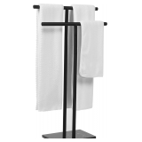 Free Standing Towel Rack - Matte Black, 2-Tier Steel