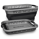 Brookstone 11 Gal Collapsible Laundry Basket, Dark Gray