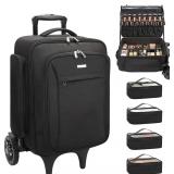 $160 Relavel Rolling Makeup Case with 4 Bags - Black