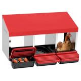 Metal Chicken Nesting Boxes with Perch, Red
